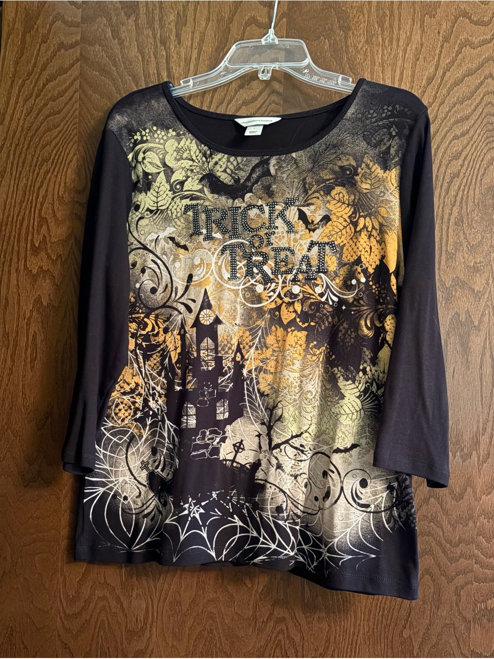 Women’s Halloween 'Trick or Treat' Graphic Long-Sleeve Top - Black & Orange